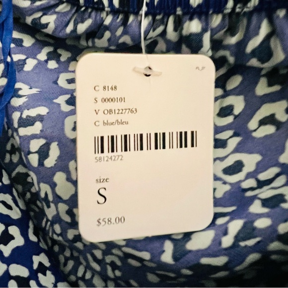 NWT Free People Take You Anywhere animal print Tube top strapless satin blue S - Picture 11 of 16